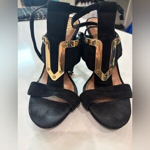 Vince Camuto Black and Gold Heeled Sandals